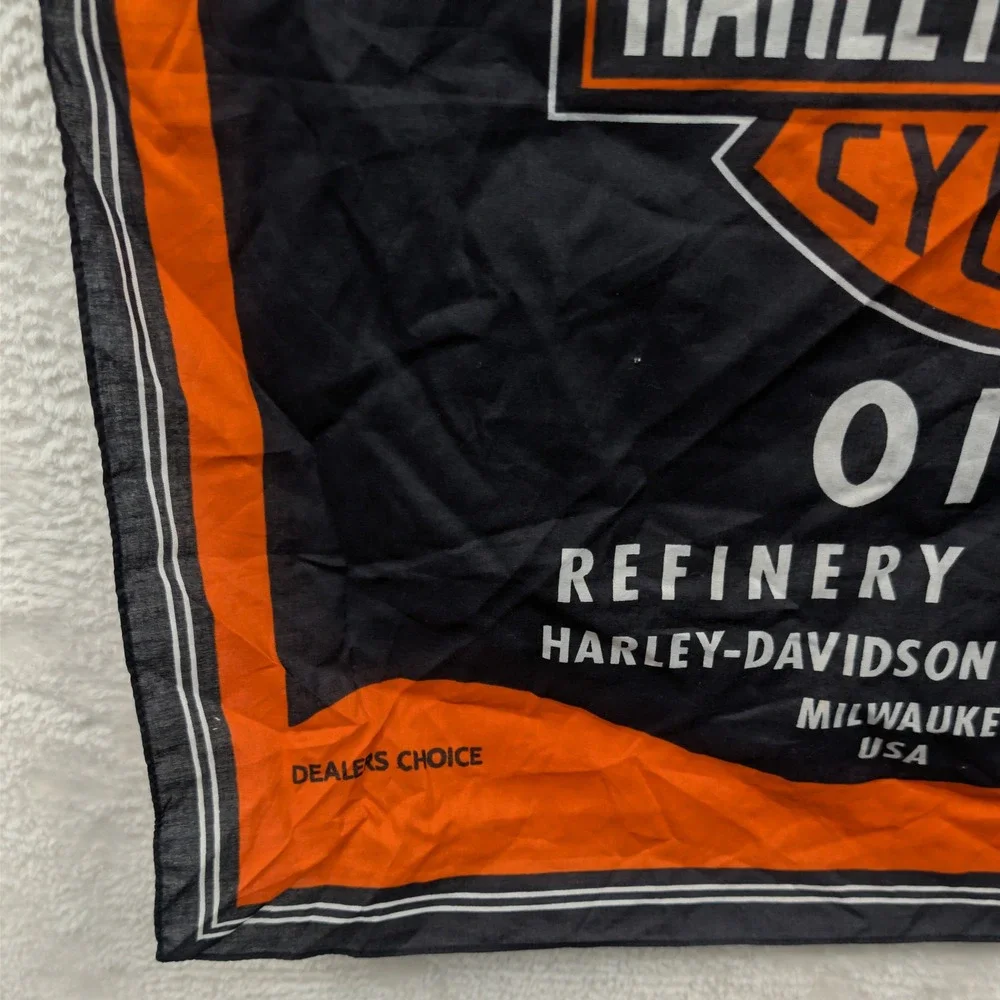 NWT VTG Harley-Davidson Bandana Mens OS Orange Black Genuine Motor Oil Biker Y2K